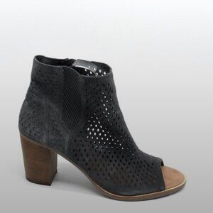 Toms Majorca Peep Toe Bootie Forged Iron Grey Suede Size 11